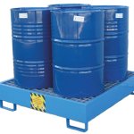 VASCA IN ACCIAIO DI CONTENIMENTO PER LO STOCCAGGIO DI 4 FUSTI per stoccaggio di 4 fusti in verticale