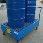 VASCHE CARRELLATE IN ACCIAIO VERNICIATO per stoccaggio di 2 fusti