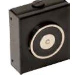 Elettromagnete di trattenuta a parete corpo in acciaio verniciato nero forza di trazione >55 kg senza pulsante di sblocco per porte tagliafuoco fornito senza contropiastra