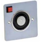 Elettromagnete di trattenuta da incasso a parete frontale in acciaio inox forza di trazione &gt;55 kg con pulsante di sblocco per porte tagliafuoco fornito senza scatola da incasso e senza contropiastra