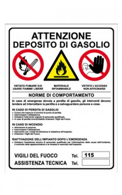 Cartello segnaletica GASOLIO in alluminio 330x125mm 