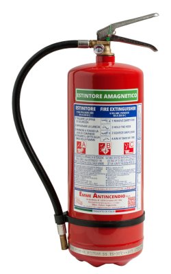6 Kg Powder low magnetic conductivity Fire Extinguisher  - Model 21065-32 - 55 A 233 B C - UNI EN 3-7 - PED 2014/68/UE