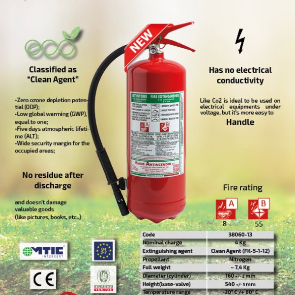 new 4kg Clean Agent fire extinguisher