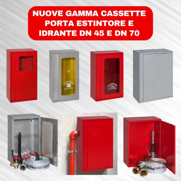 NUOVE GAMMA CASSETTE PORTA ESTINTORE E IDRANTE DN 45 e DN 70